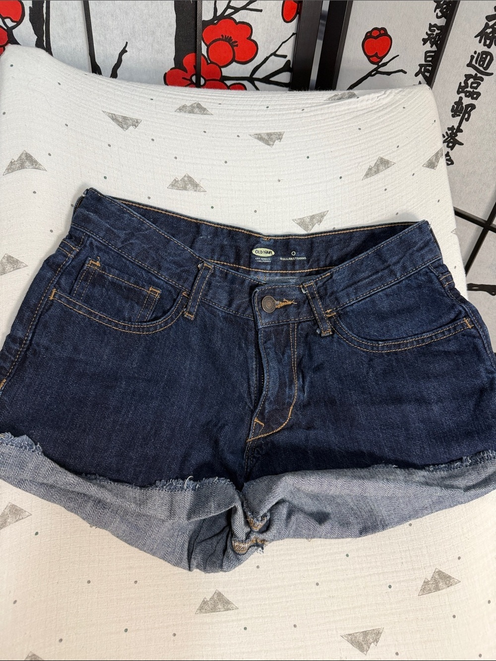 Old Navy Dark Blue Rolled-Hem Denim Shorts